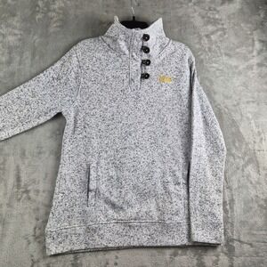 UCLA Champion Elite Sweater Large Grey Heathered Knit Fleece Collared Pullover
